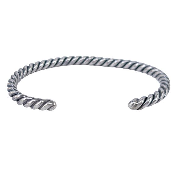 Southwest Twisted Wire Cuff Bracelet | Vintage Sterling Silver 925 | 6.5" - Picture 6 of 10